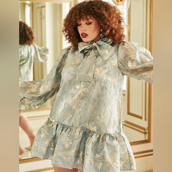 Eloquii Dresses & Skirts - ISO ELOQUII Brocade Blue Dress